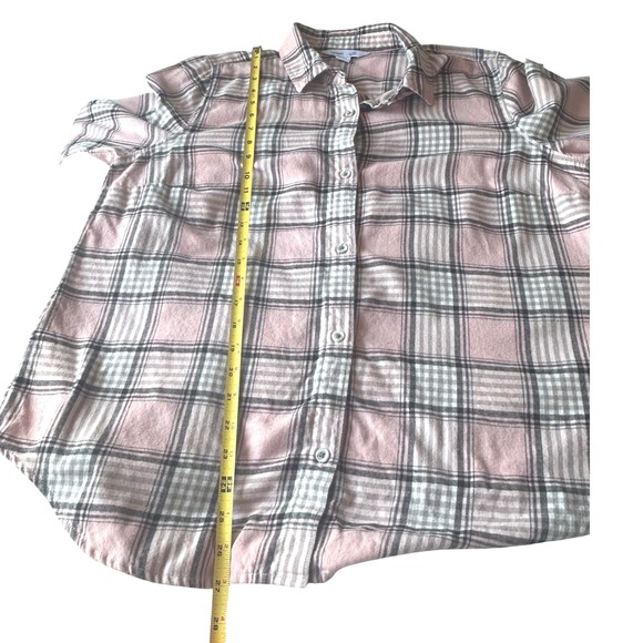 Old Navy‎ Women's Pink Plaid Long Sleeve The Classic Shirt Flannel Size Large - Picture 3 of 7